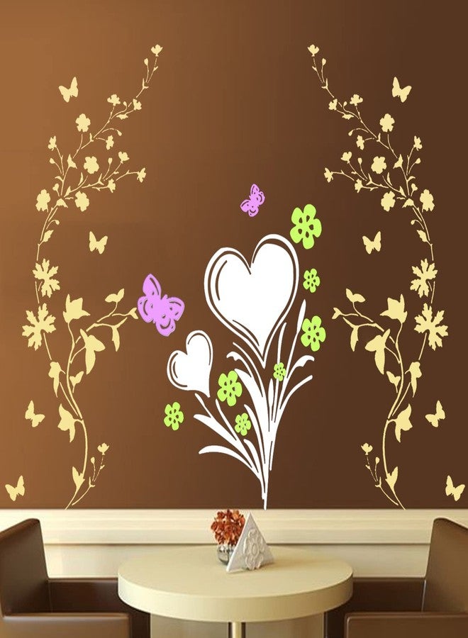 ARandNJ مجموعة قوالب الرسم الجدارية من ARandNJ، (المقاس: 24×40 و16×24 بوصة) تصميم مستوحى من الطبيعة - نبات القلب وزهور جذابة، تصميم قابل لإعادة الاستخدام، مثالي لغرفة النوم وغرفة المعيشة وغرفة الرسم (عبوة من قطعة واحدة) - Image 1